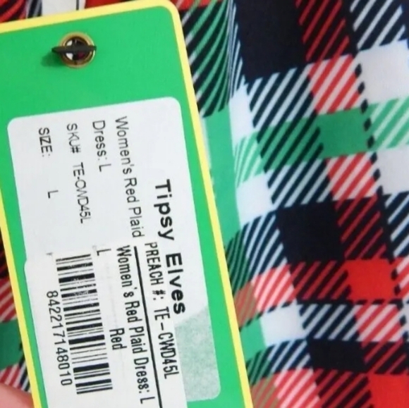 Tipsy Elves Red Plaid Long Sleeve Dress - Picture 3 of 4